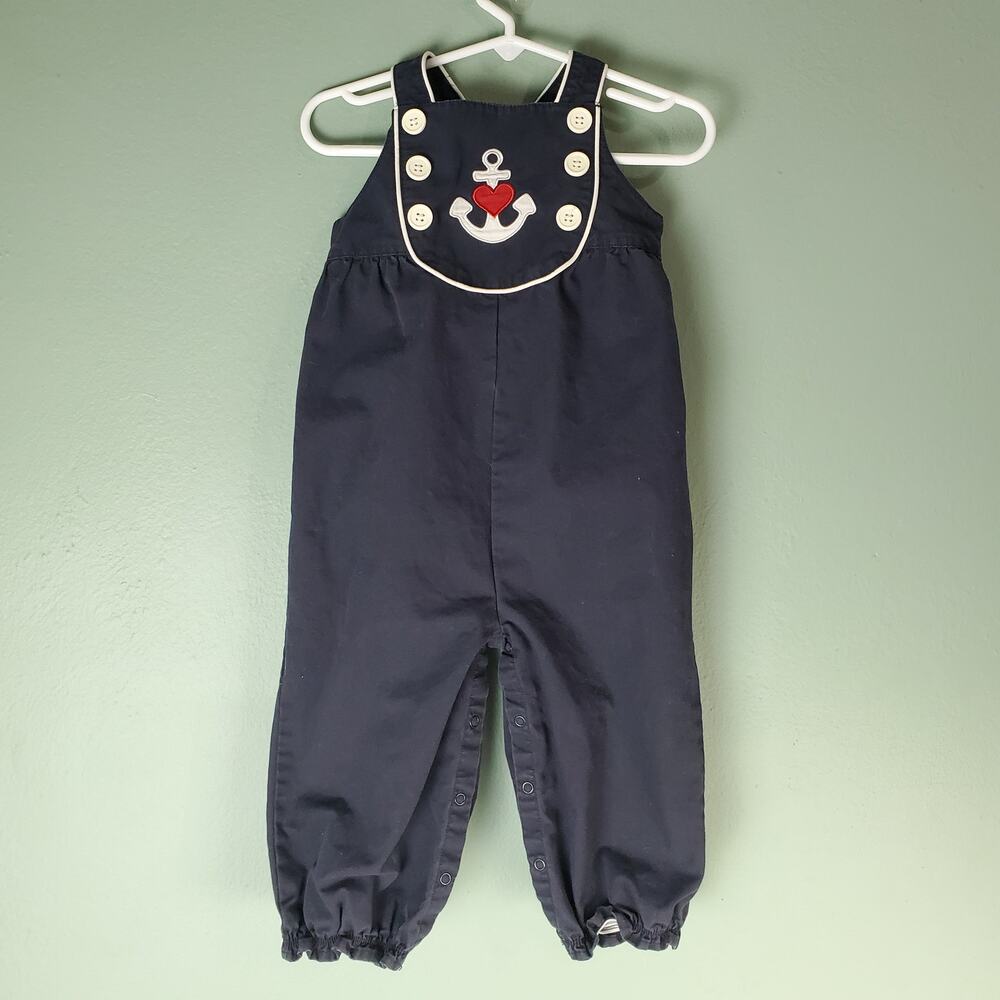 Gymboree Bon Voyage Toddler Girl Blue Anchor Heart Longall Size 18-24M